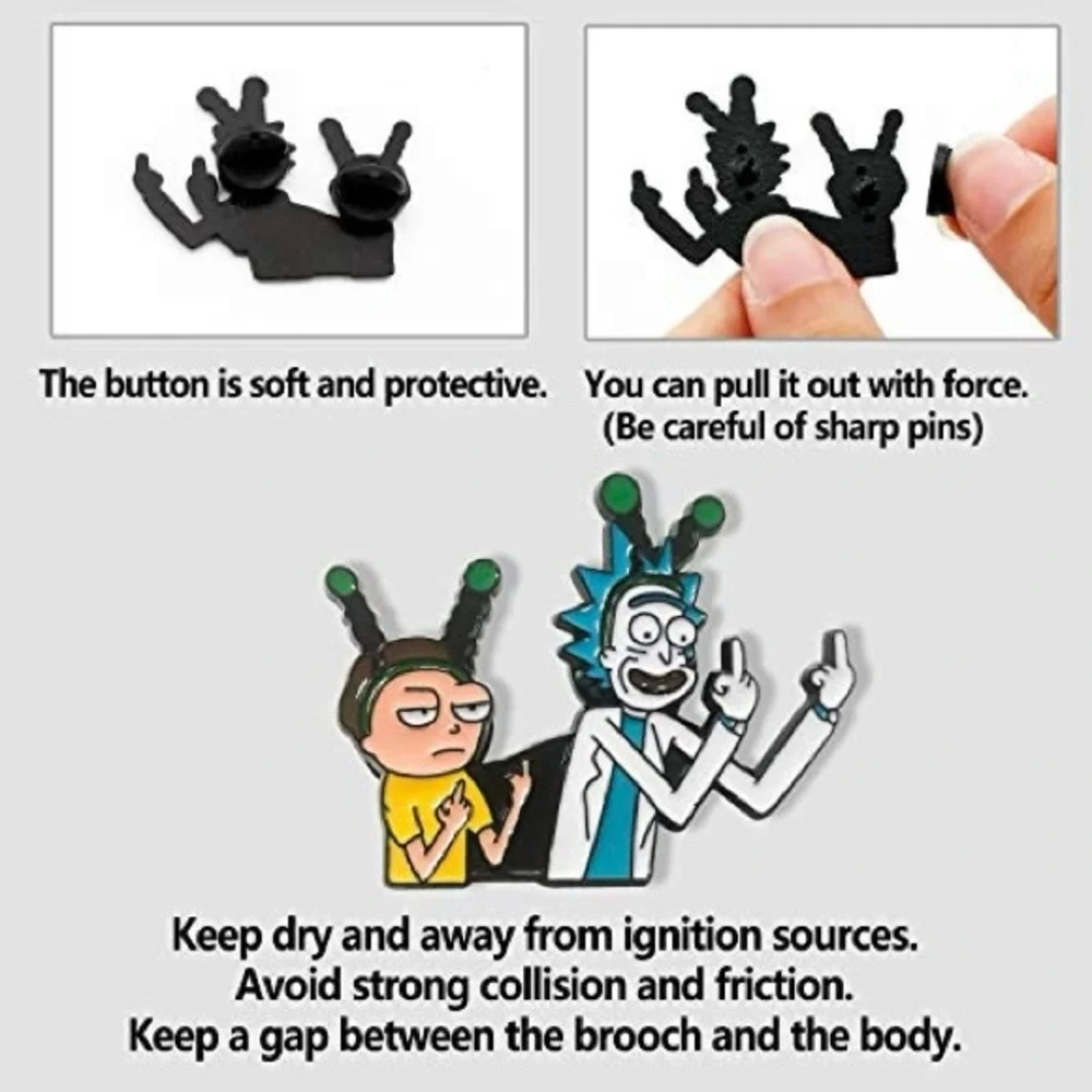 Funny Rick and Morty Pin Cartoon Geeky Weirdcore Sci-Fi Enamel Brooch - Picture 6 of 6